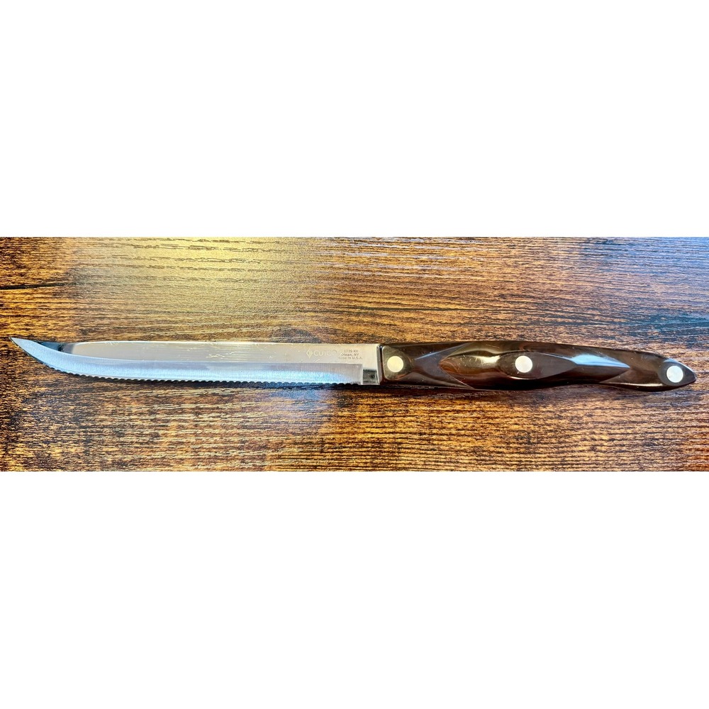 Cutco 1729 KH Slicer Knife Double-D Serrated Edge Dark Brown Marble Handle USA